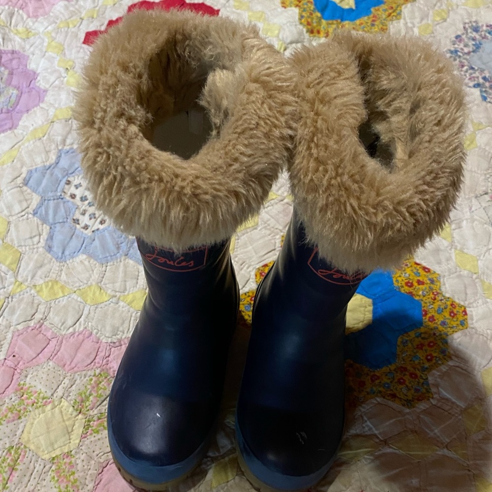 Joules Navy Blue Rubber Kids Wellingtons Rain Boots